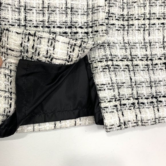 SANDRO Black White Tweed Metallic Skirt Sz 12 - Picture 5 of 7